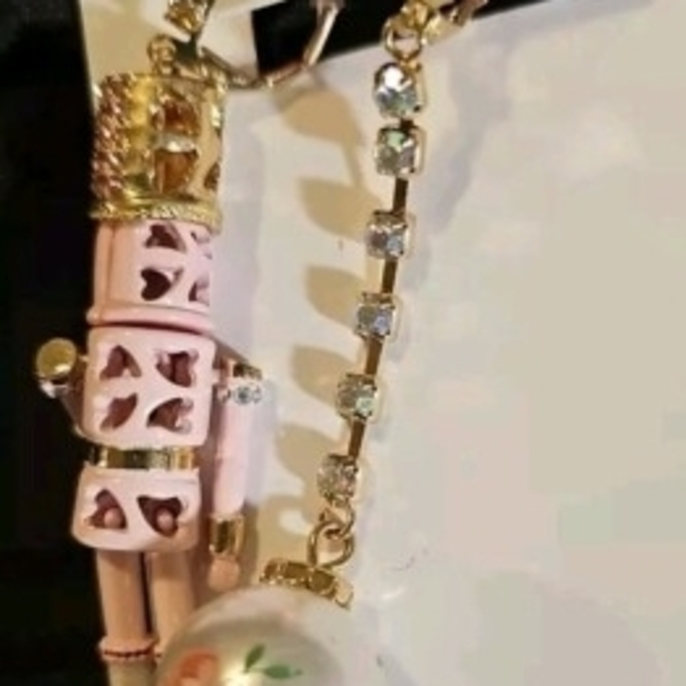 Betsey Johnson Pink Nutcracker Earrings with Pearl - Picture 4 of 4